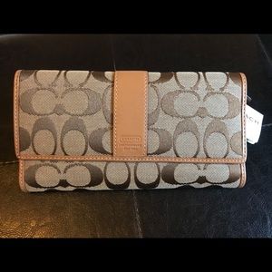 Coach Signature Monogram Trifold Wallet